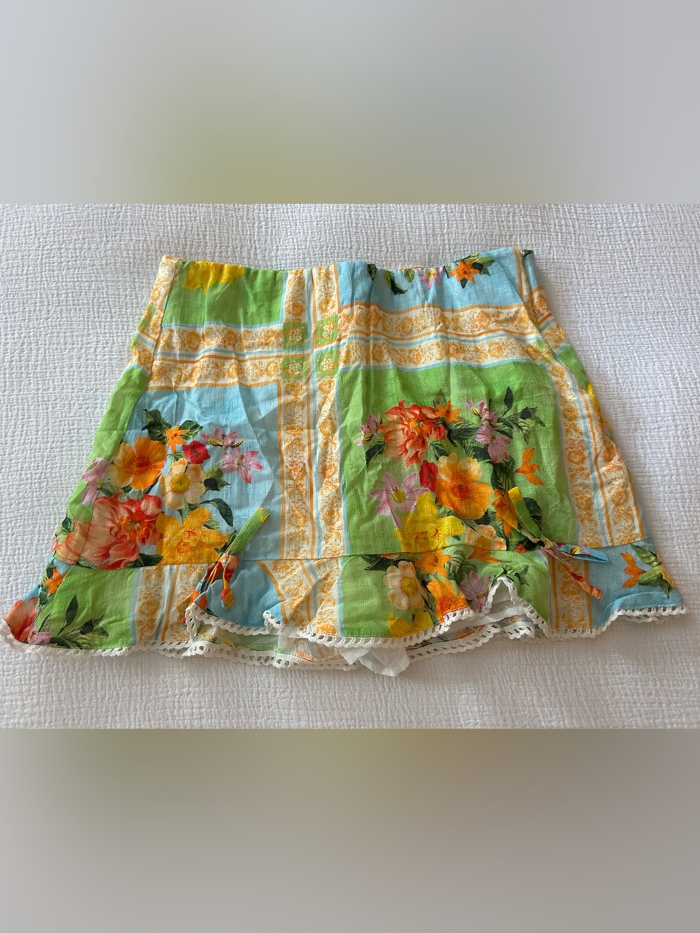 Women’s Floral Skirt in Green and Blue